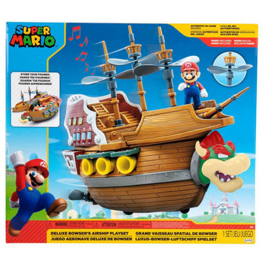 Playset Deluxe Aeronave de Bowser Super Mario con figura de Mario