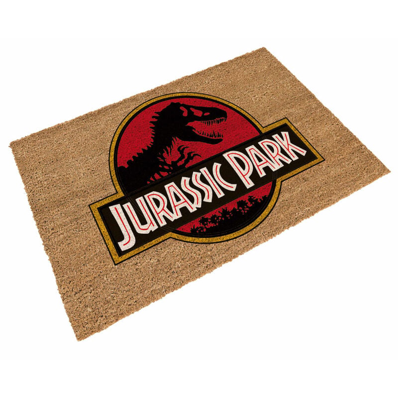 Felpudo rectangular con logotipo de Jurassic Park y silueta de dinosaurio