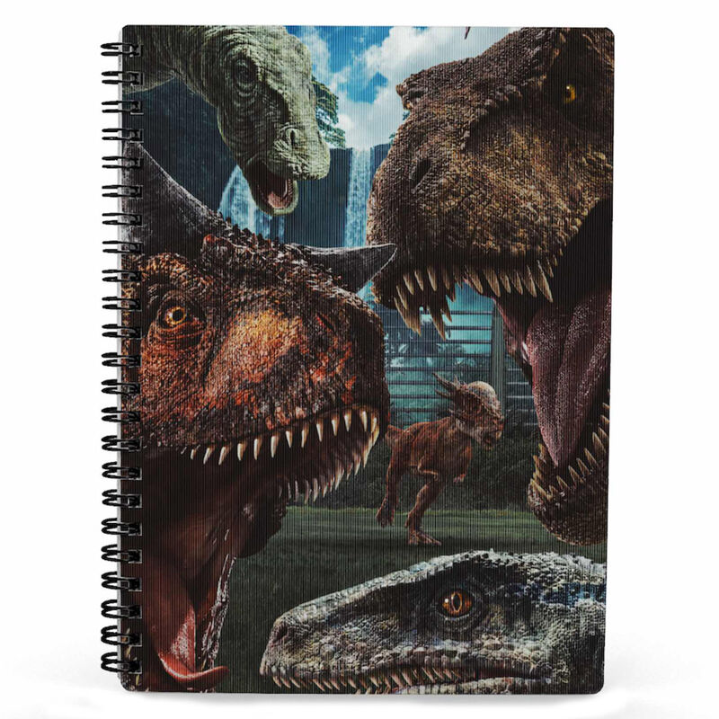 Cuaderno 3D Selfie Jurassic World con dinosaurios y espiral