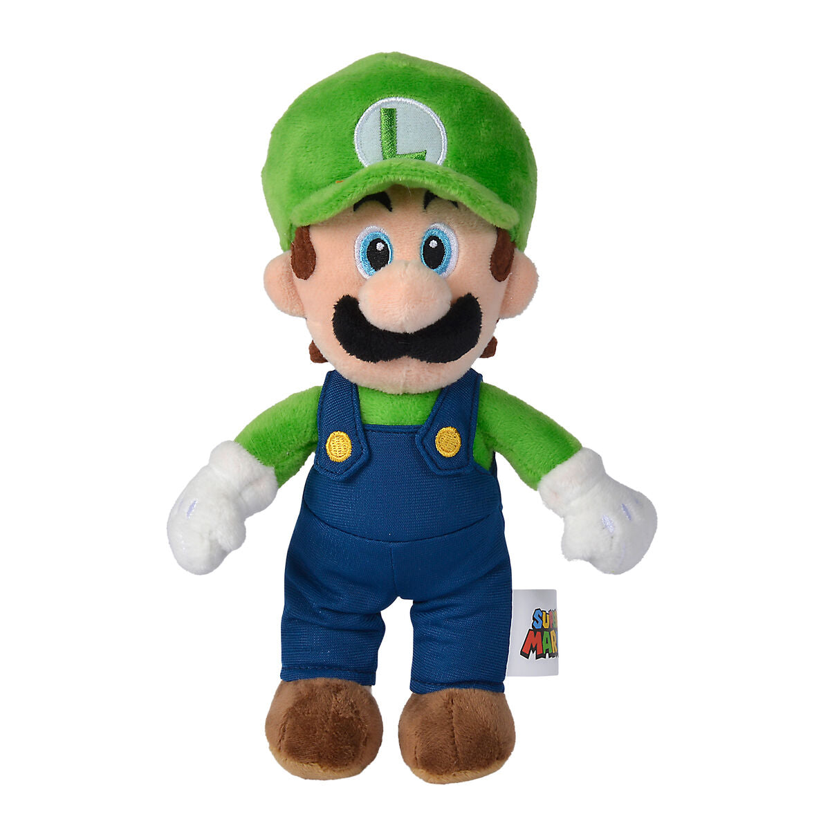 Peluche de Luigi de Super Mario con gorra verde y peto azul