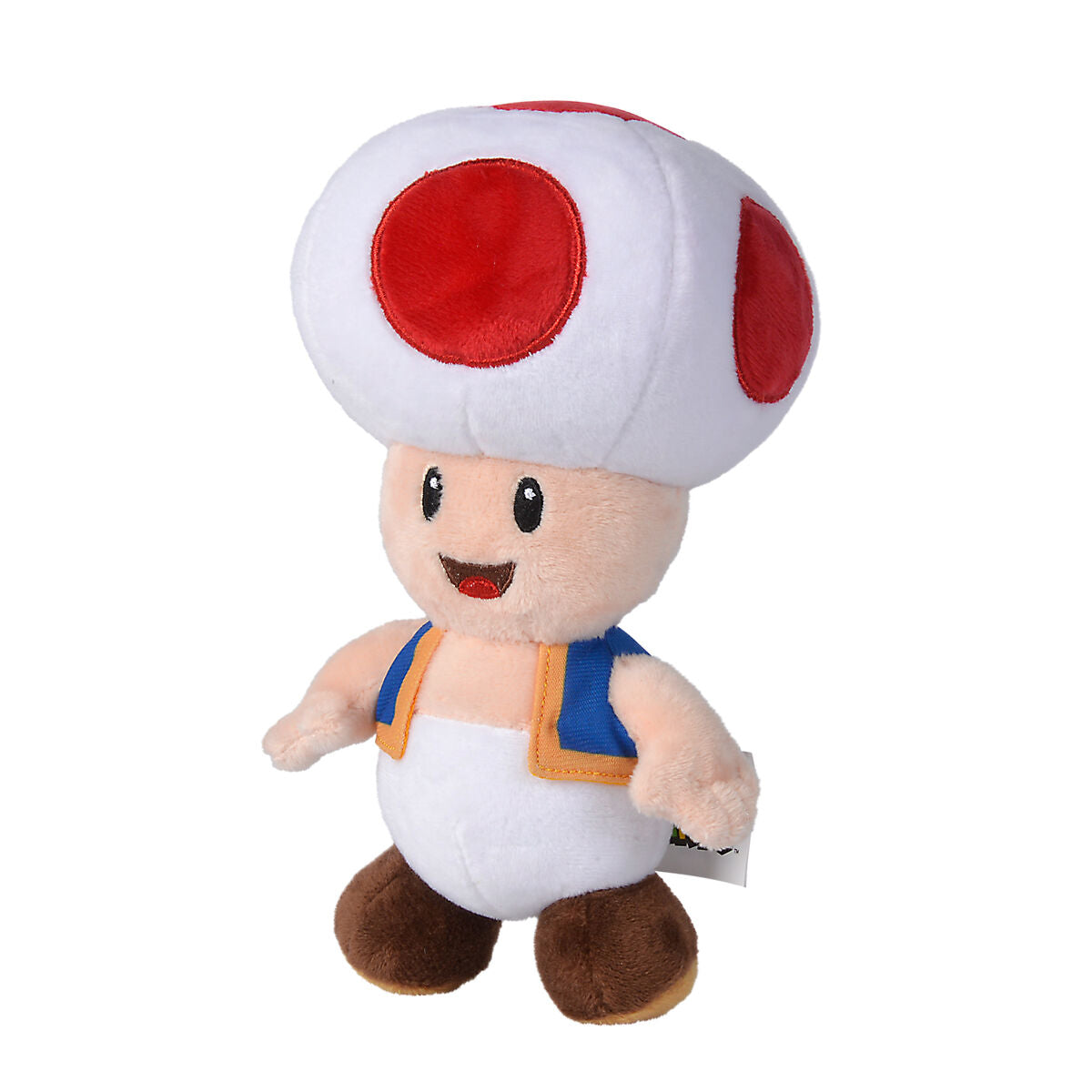 Peluche Toad de Super Mario Bros con gorro blanco y lunares rojos