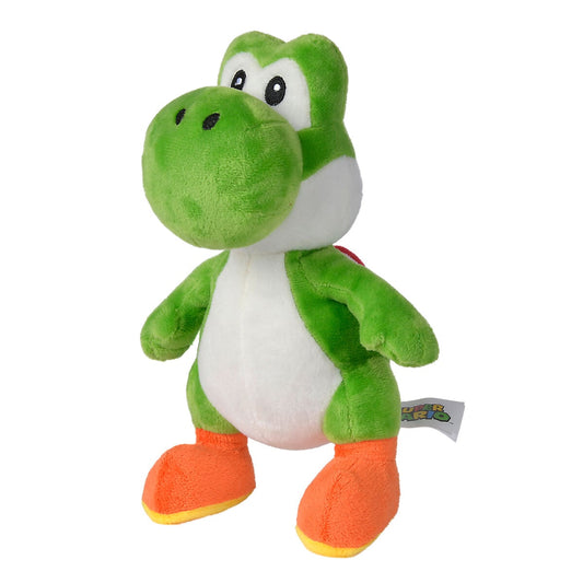 Peluche Yoshi de Super Mario en verde, blanco y naranja