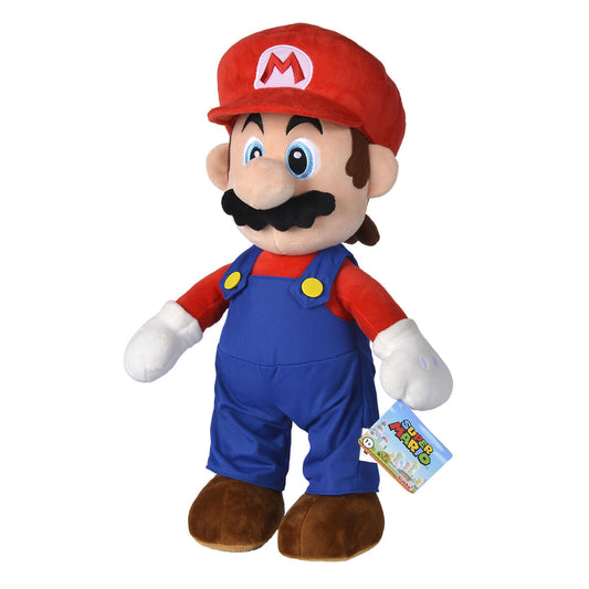 Peluche de Mario de Super Mario Bros con gorra roja y peto azul