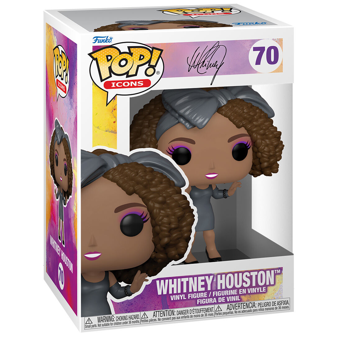 Figura Funko POP! de Whitney Houston con vestido gris y lazo - 3