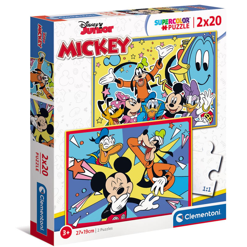 Caja de puzzle Clementoni de Mickey Disney Junior con 2 puzzles de 20 piezas