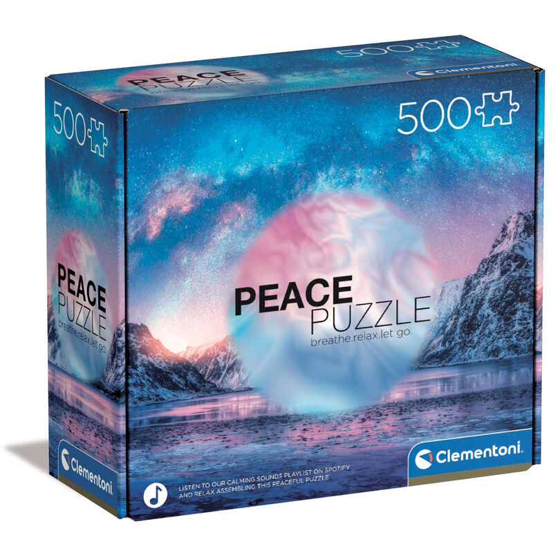 Caja del puzzle Clementoni Peace Puzzle de 500 piezas con paisaje de montaña y lago