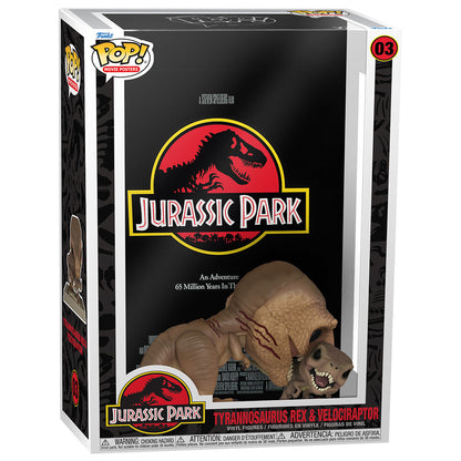 Figura FUNKO POP Movie Poster de Jurassic Park con Tyrannosaurus Rex y Velociraptor - 4