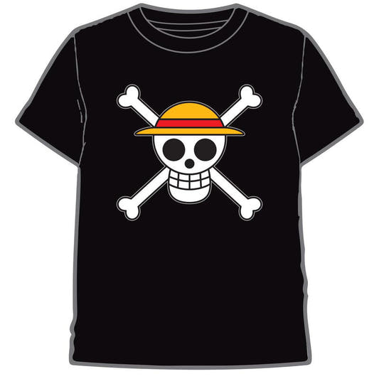 Camiseta negra de One Piece con calavera y sombrero de paja - 2