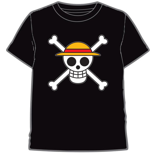 Camiseta negra de One Piece con calavera y sombrero de paja - 3