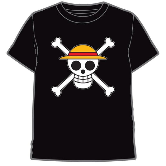 Camiseta negra de One Piece con calavera y sombrero de paja - 4