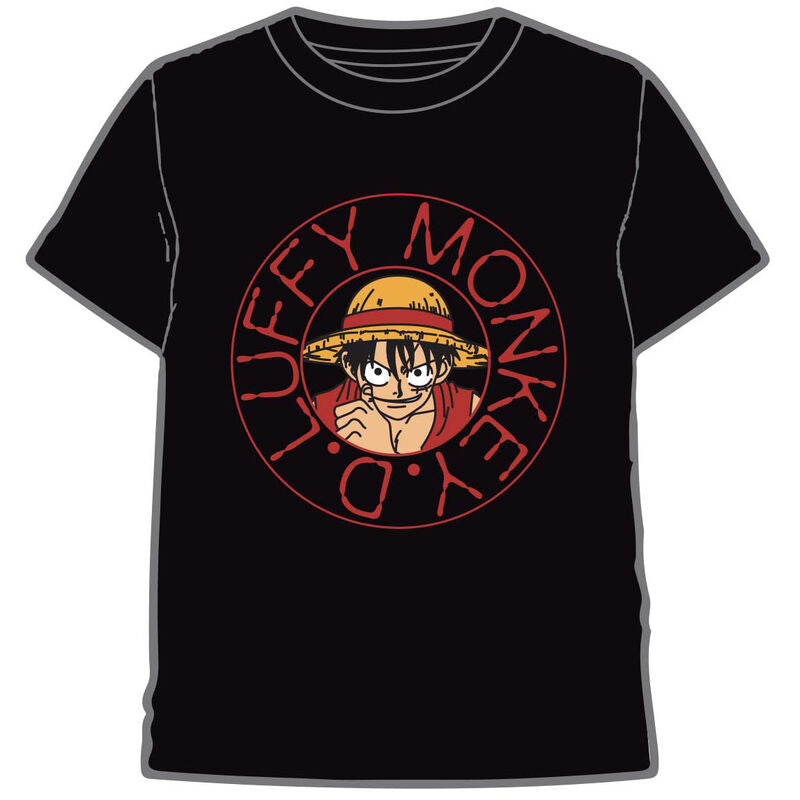 Camiseta negra de Luffy de One Piece con estampado frontal - 2