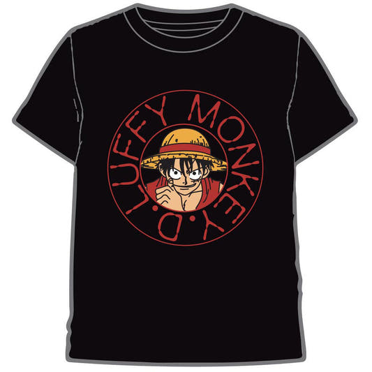 Camiseta negra de Luffy de One Piece con estampado frontal - 3