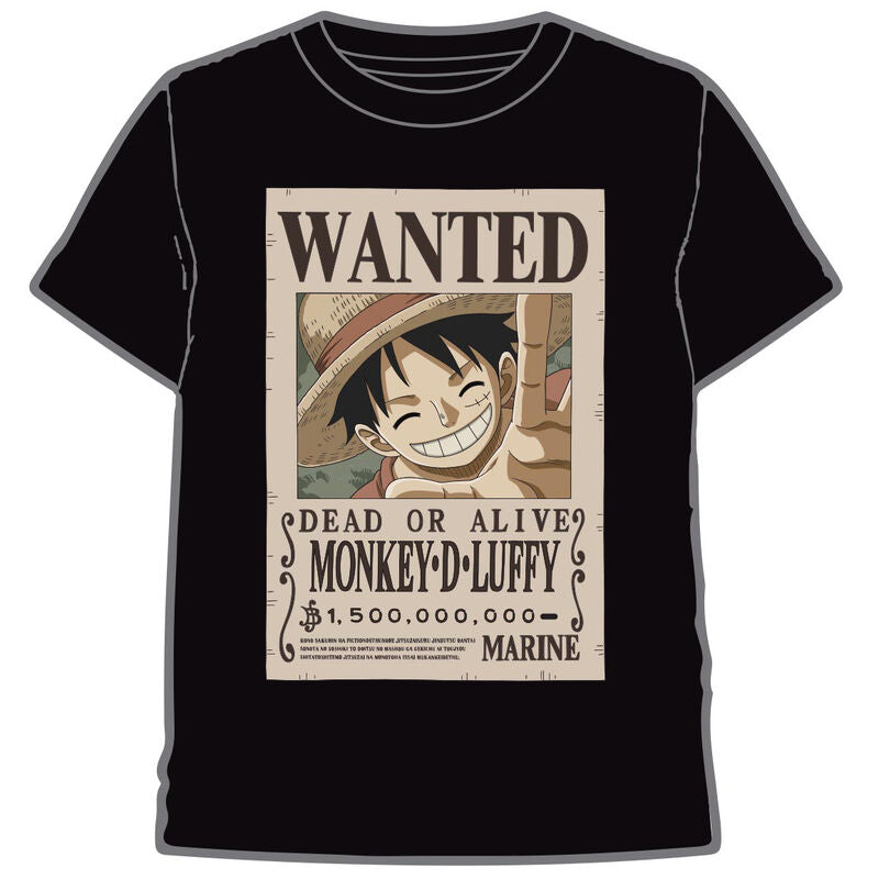 Camiseta negra de One Piece con cartel Wanted de Luffy - 2