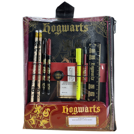 Set de papelería Harry Potter con cuaderno, portatodo y accesorios de Hogwarts