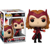 Figura Funko POP! de Scarlet Witch con atuendo rojo y caja con ventana