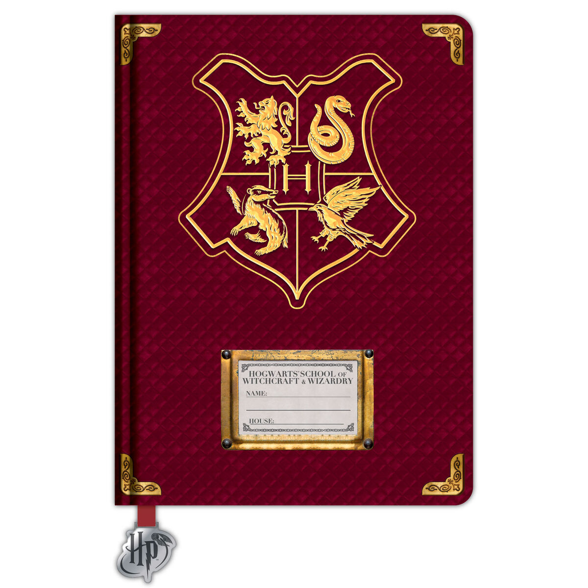 Cuaderno A5 granate de Harry Potter con escudo de Hogwarts