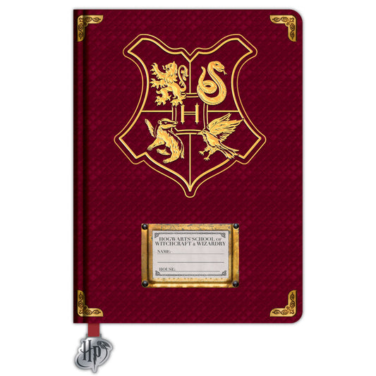 Cuaderno A5 granate de Harry Potter con escudo de Hogwarts