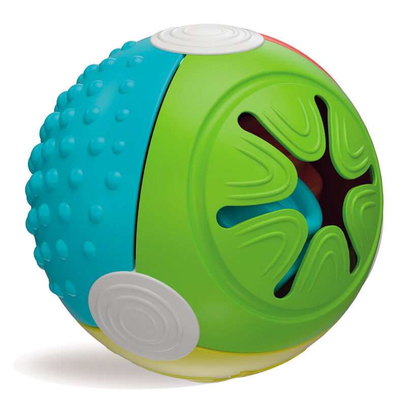Pelota Sensorial Clemmy multicolor con texturas y abertura para bloques
