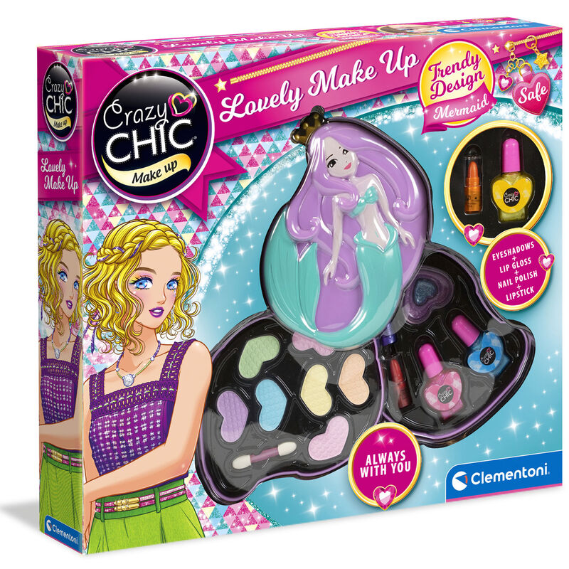 Set de maquillaje Sirena Crazy Chic de Clementoni con sombras, pintalabios y esmaltes