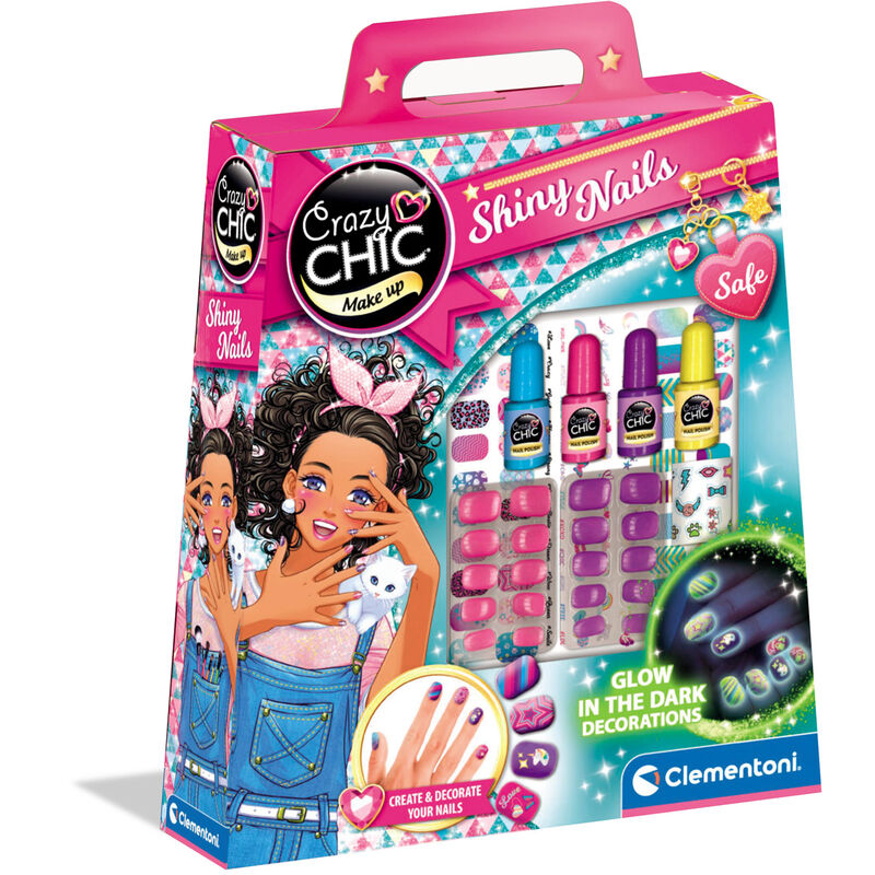 Set Crazy Chic de Clementoni para decorar uñas con brillo en la oscuridad