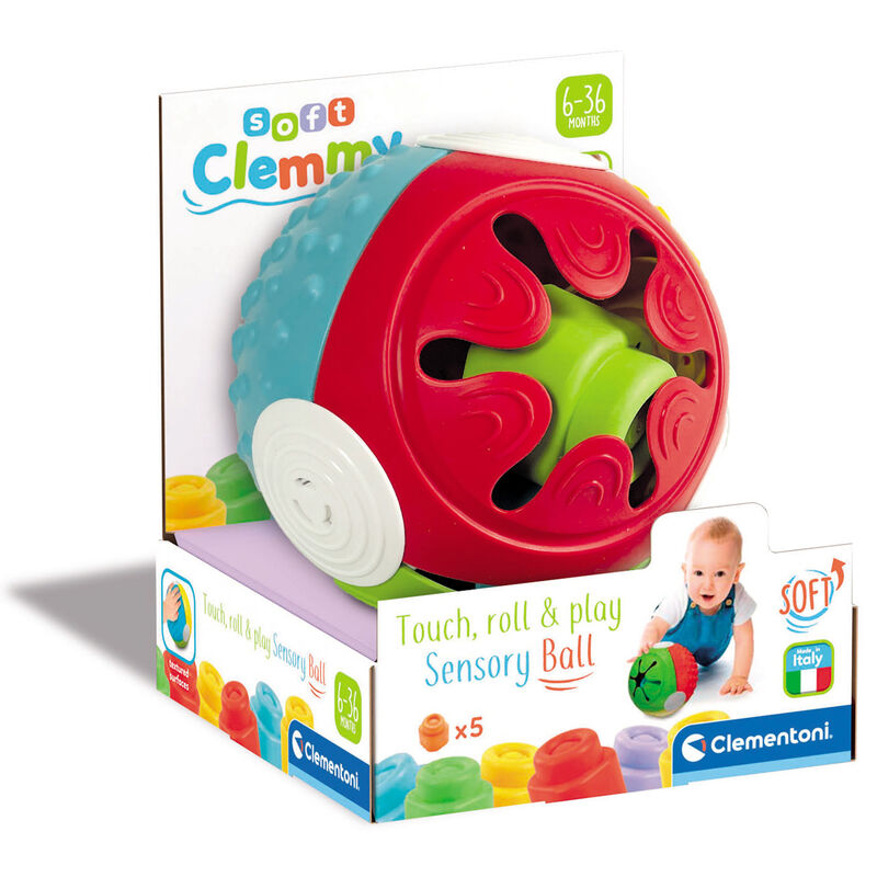 Pelota Sensorial Clemmy multicolor con texturas y abertura para bloques - 2