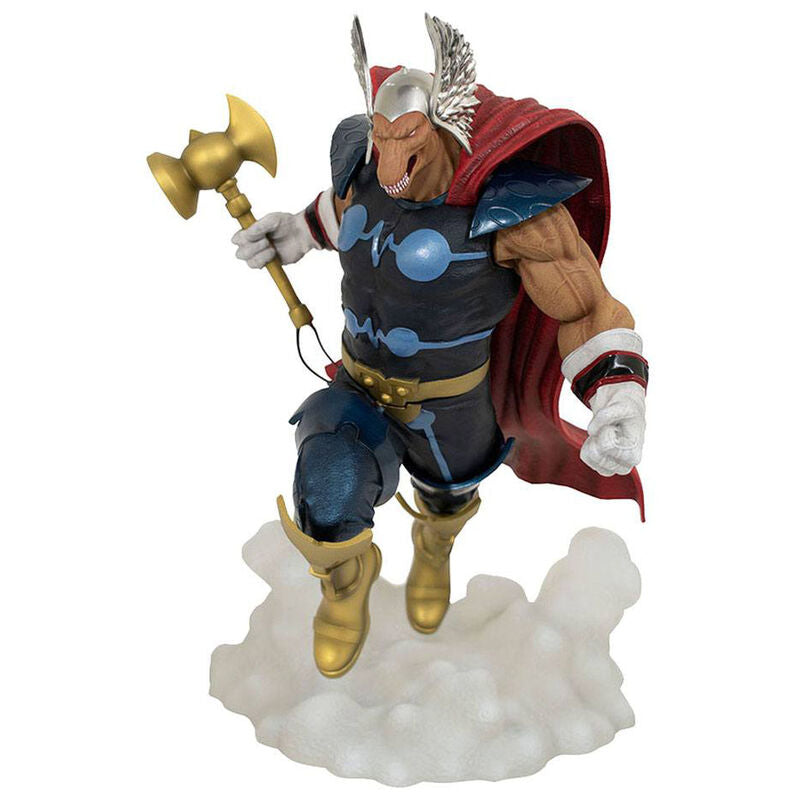 Figura de Beta Ray Bill de Marvel con martillo y capa roja sobre una base de nube - 2