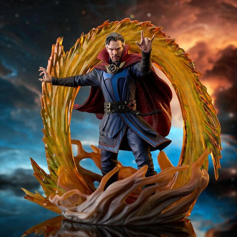 Figura de Doctor Strange Marvel con efecto circular de magia naranja - 2