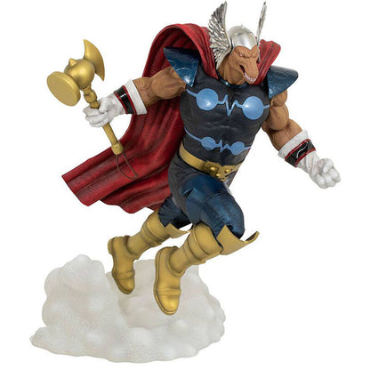 Figura de Beta Ray Bill de Marvel con martillo y capa roja sobre una base de nube - 3