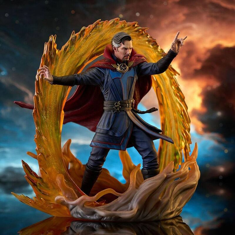Figura de Doctor Strange Marvel con efecto circular de magia naranja - 3