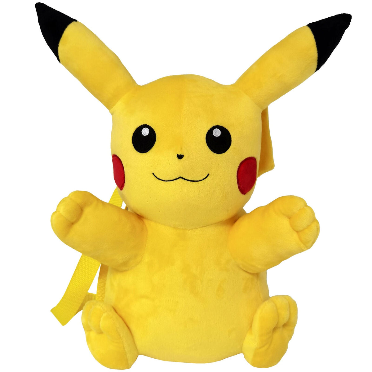 Mochila de peluche amarilla de Pikachu Pokémon con correas