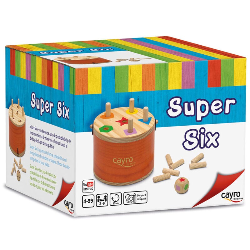 Juego de mesa CAYRO Super Six con recipiente, palitos y dado