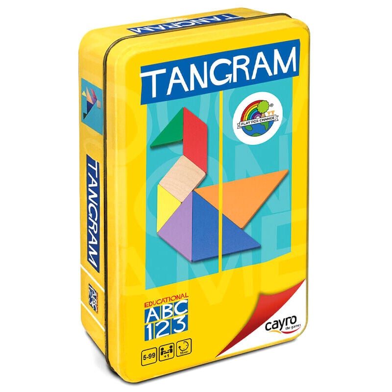 Tangram de madera CAYRO en caja metálica amarilla