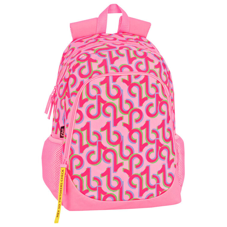 Mochila Perona Duets TikTokers rosa con estampado multicolor