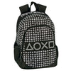 Mochila negra PlayStation con símbolos blancos y bolsillo frontal