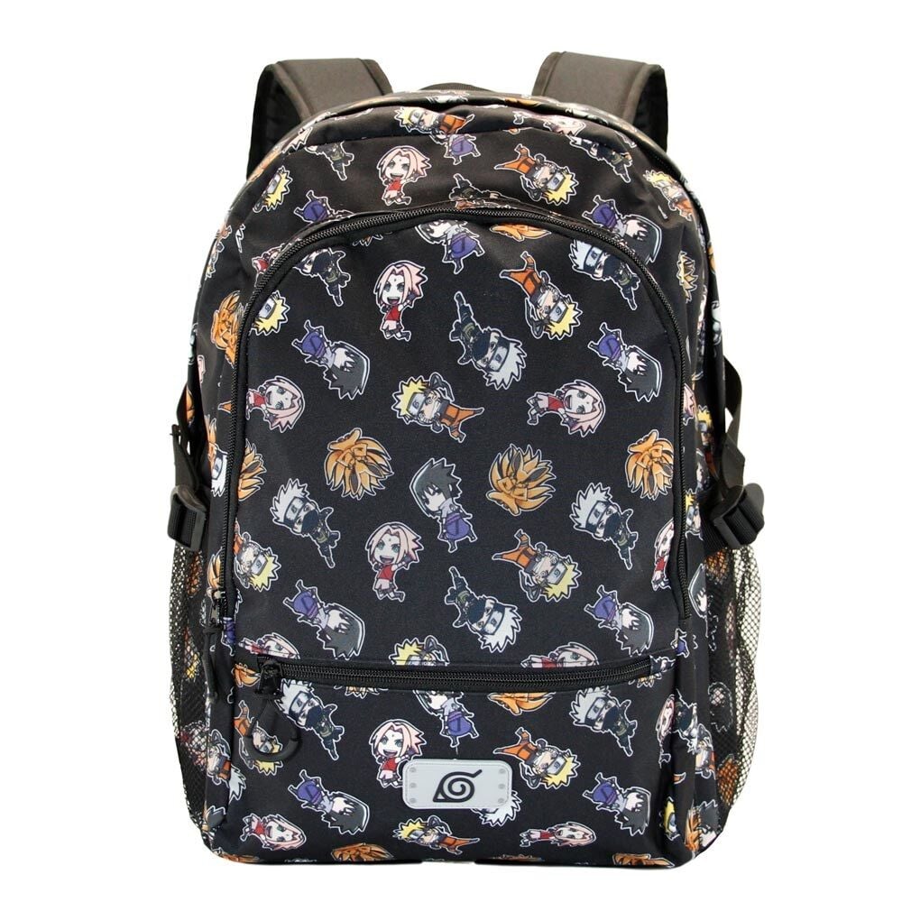 Mochila Wind Naruto Shippuden negra con personajes estampados