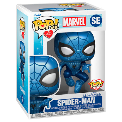 Figura Funko POP! Spider-Man Metallic azul en pose dinámica - 3
