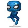 Figura Funko POP! Spider-Man Metallic azul en pose dinámica