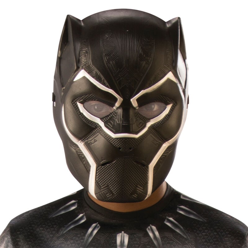 Máscara infantil negra de Black Panther con detalles plateados
