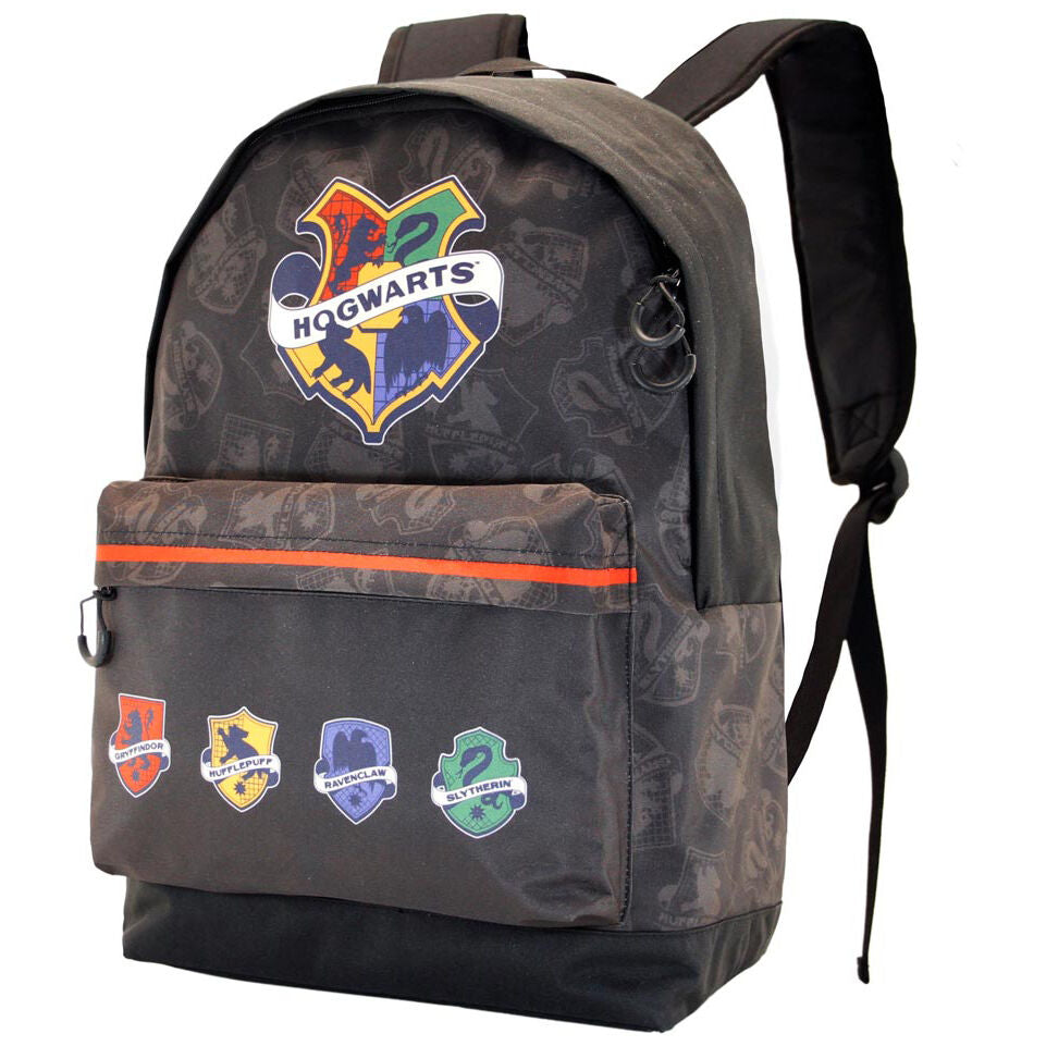 Mochila College Harry Potter con escudo de Hogwarts y emblemas de las cuatro casas - 2