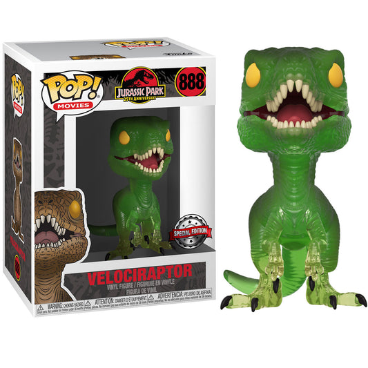 Set Jurassic Park con camiseta gris y figura Funko POP de velociraptor - 2