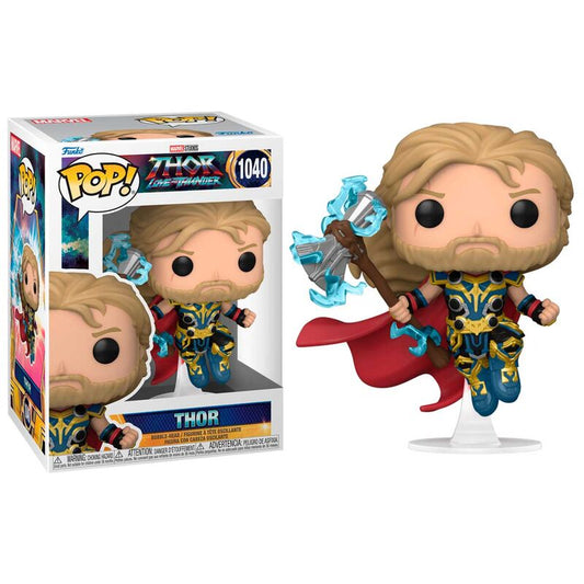 Figura Funko POP! de Thor con armadura azul y dorada, capa roja y efectos azules - 2