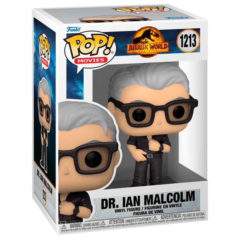 Figura Funko POP! de Dr. Ian Malcolm de Jurassic World 3 en caja con ventana