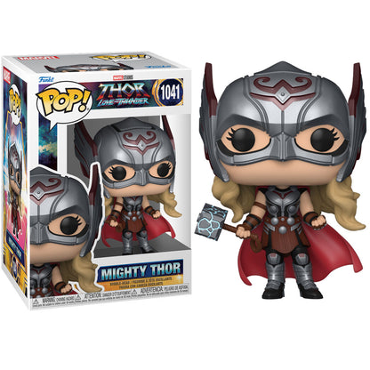 Figura Funko POP! de Mighty Thor con casco, armadura, capa roja y martillo - 2