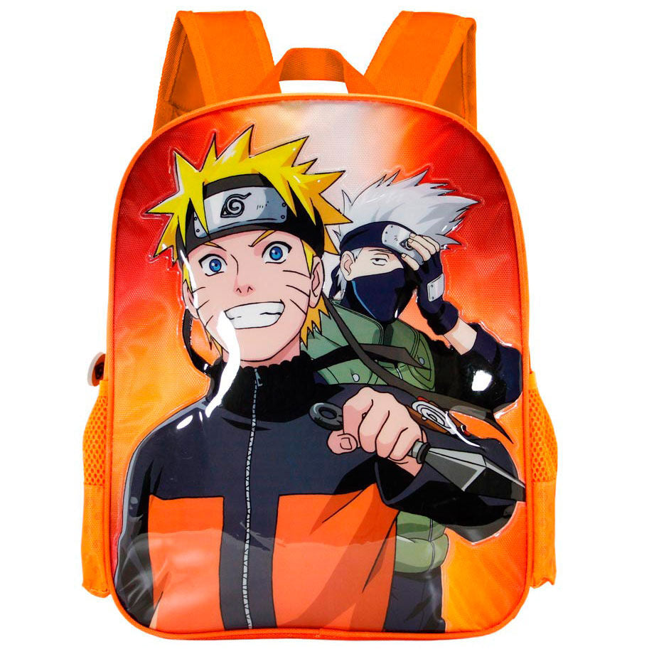 Mochila escolar naranja de Naruto y Kakashi con bolsillos laterales - 3