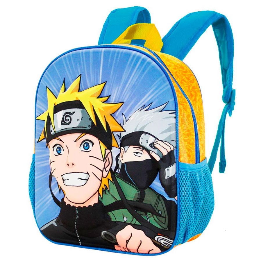 Mochila 3D de Naruto y Kakashi en azul y amarillo
