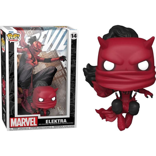 Figura Funko POP! Comic Covers Marvel de Elektra en caja ilustrada