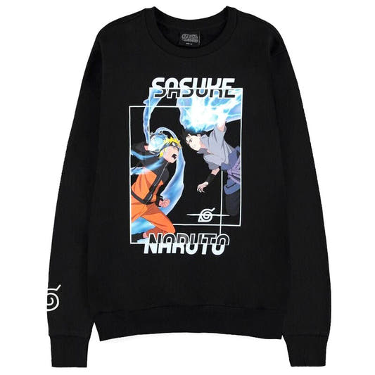 Sudadera negra Naruto Shippuden con Naruto y Sasuke