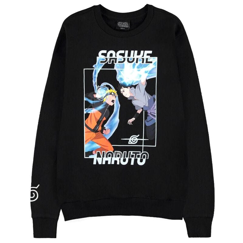 Sudadera negra Naruto Shippuden con Naruto y Sasuke