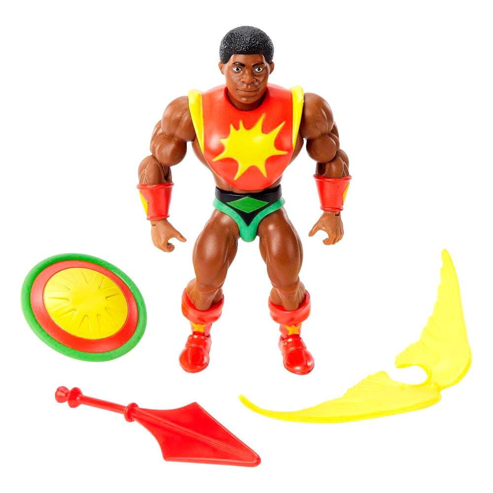 Figura articulada Sun-Man de Masters of the Universe Origins con espada y escudo - 3