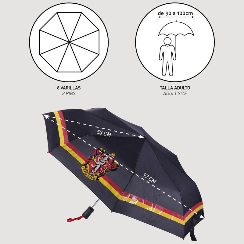 Paraguas plegable automático de Harry Potter Gryffindor que cambia de color con el agua - 5